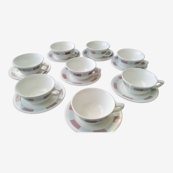 Set de 8 tasses à café  vintage en porcelaine opaque Saint Amand