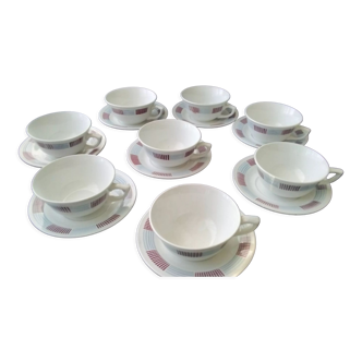 Set of 8 vintage coffee cups in Saint Amand opaque porcelain