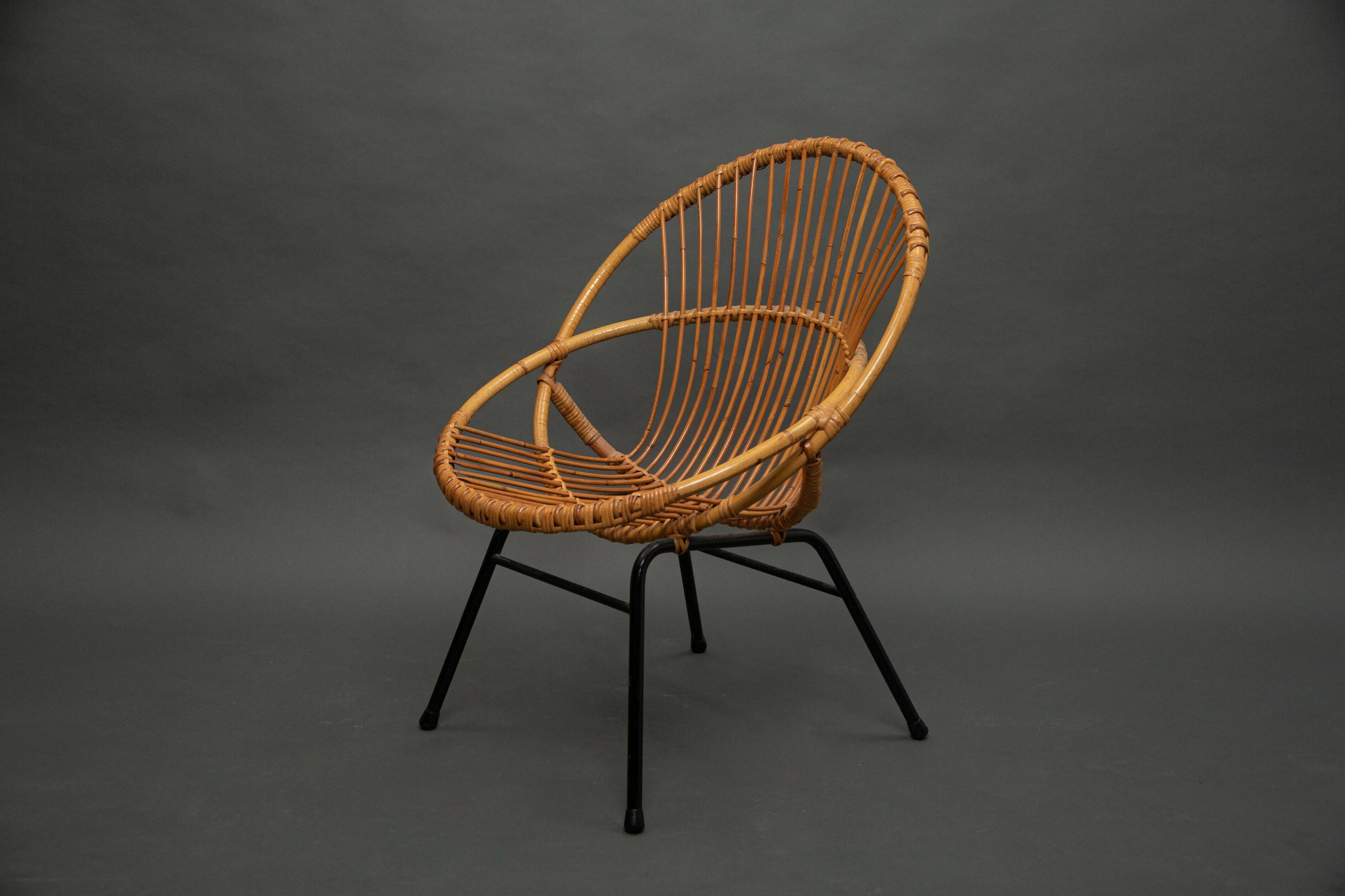 Rohe Noordwolde rattan armchair, Netherlands 1950s