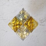 Amber glass and brass wall light by Mazzega, set of 2.