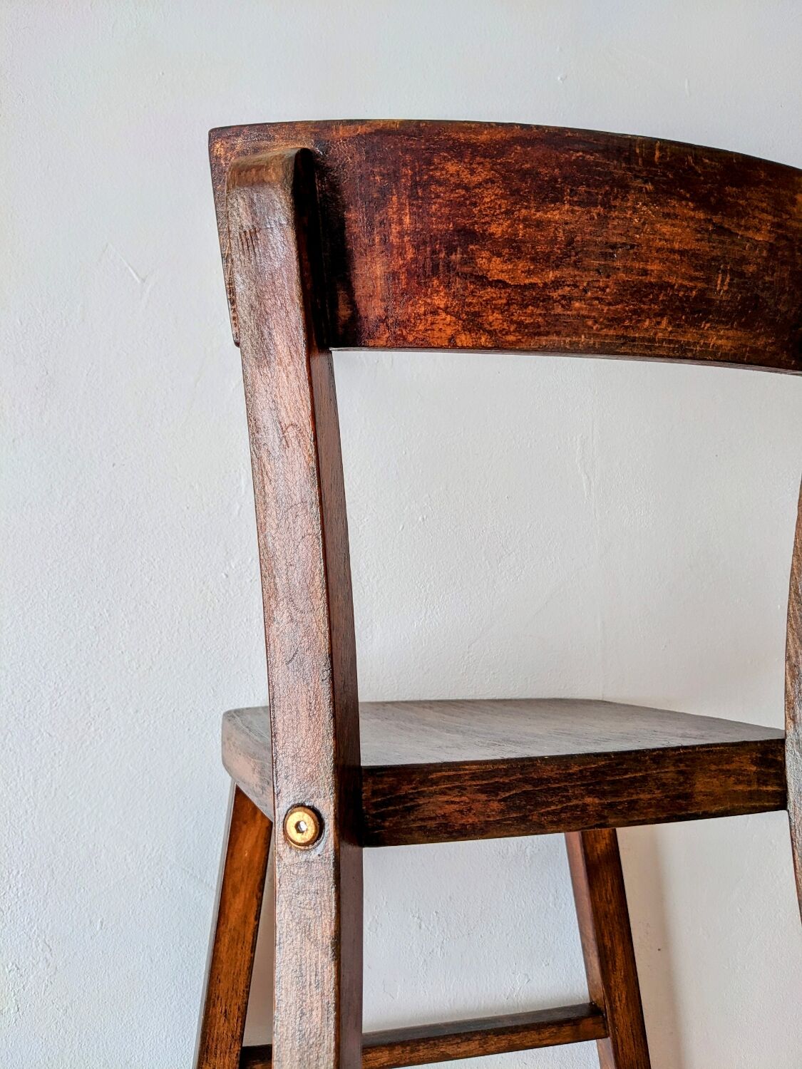 High chair in varnished wood 50s