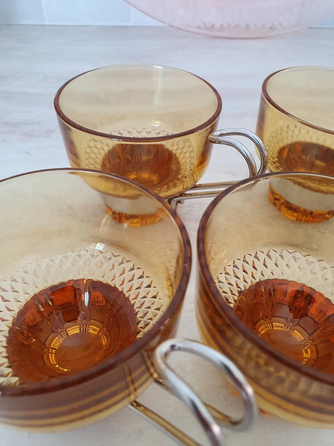 Amber glass italian espresso cups