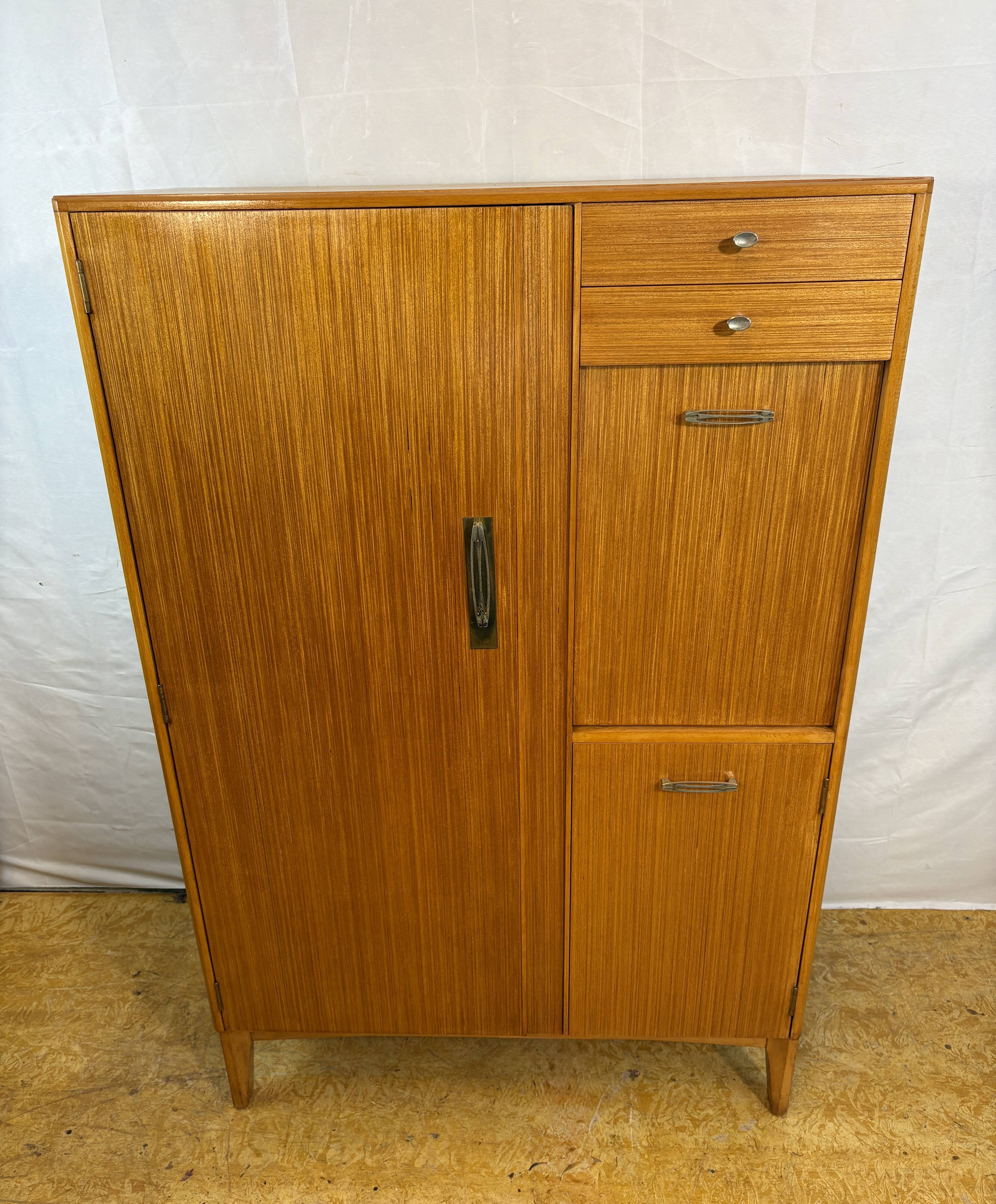 Mid Century Retro Teak Gentleman’s / Bachelor Wardrobe by Remploy 1960