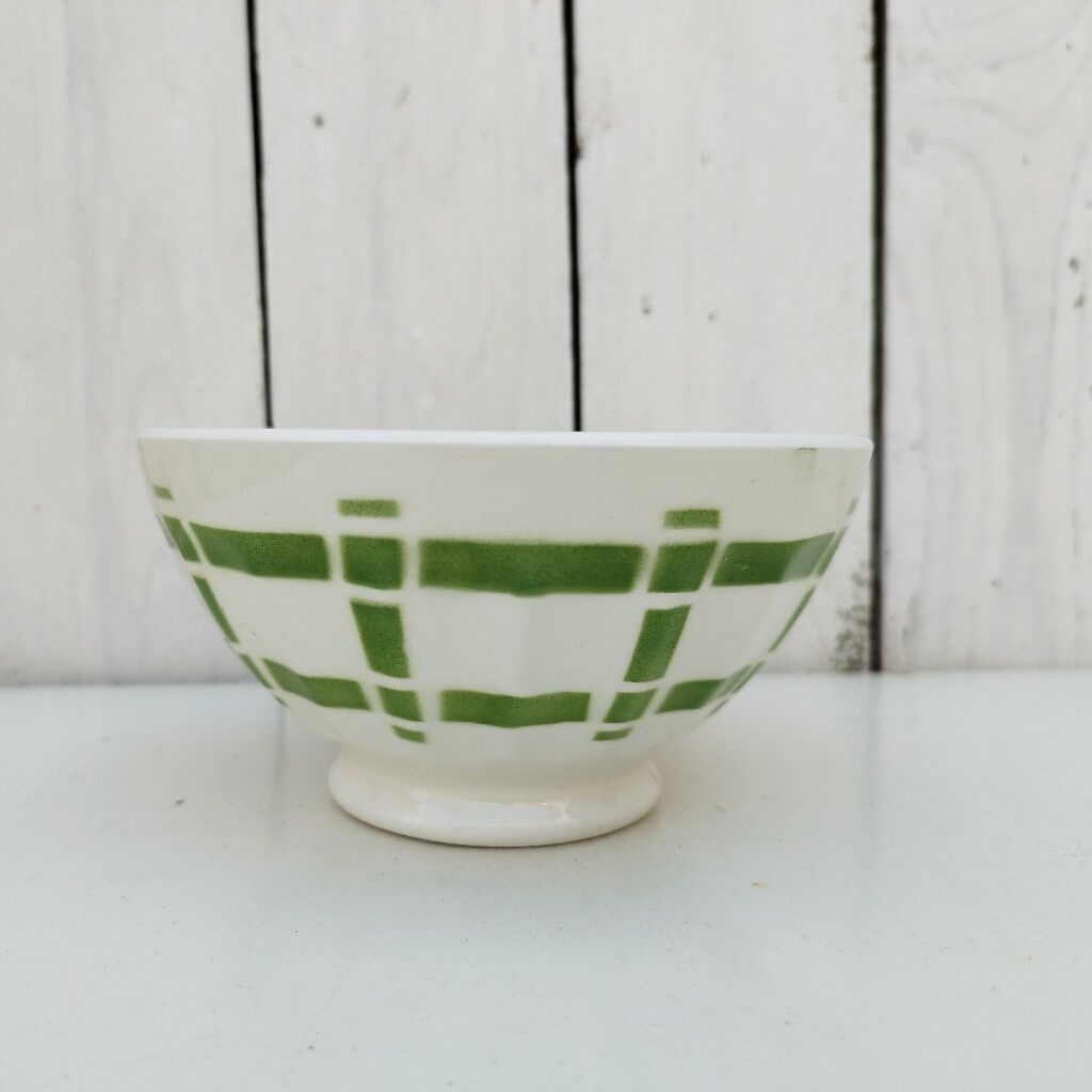 Bol en faïence décor géométrique vert vintage