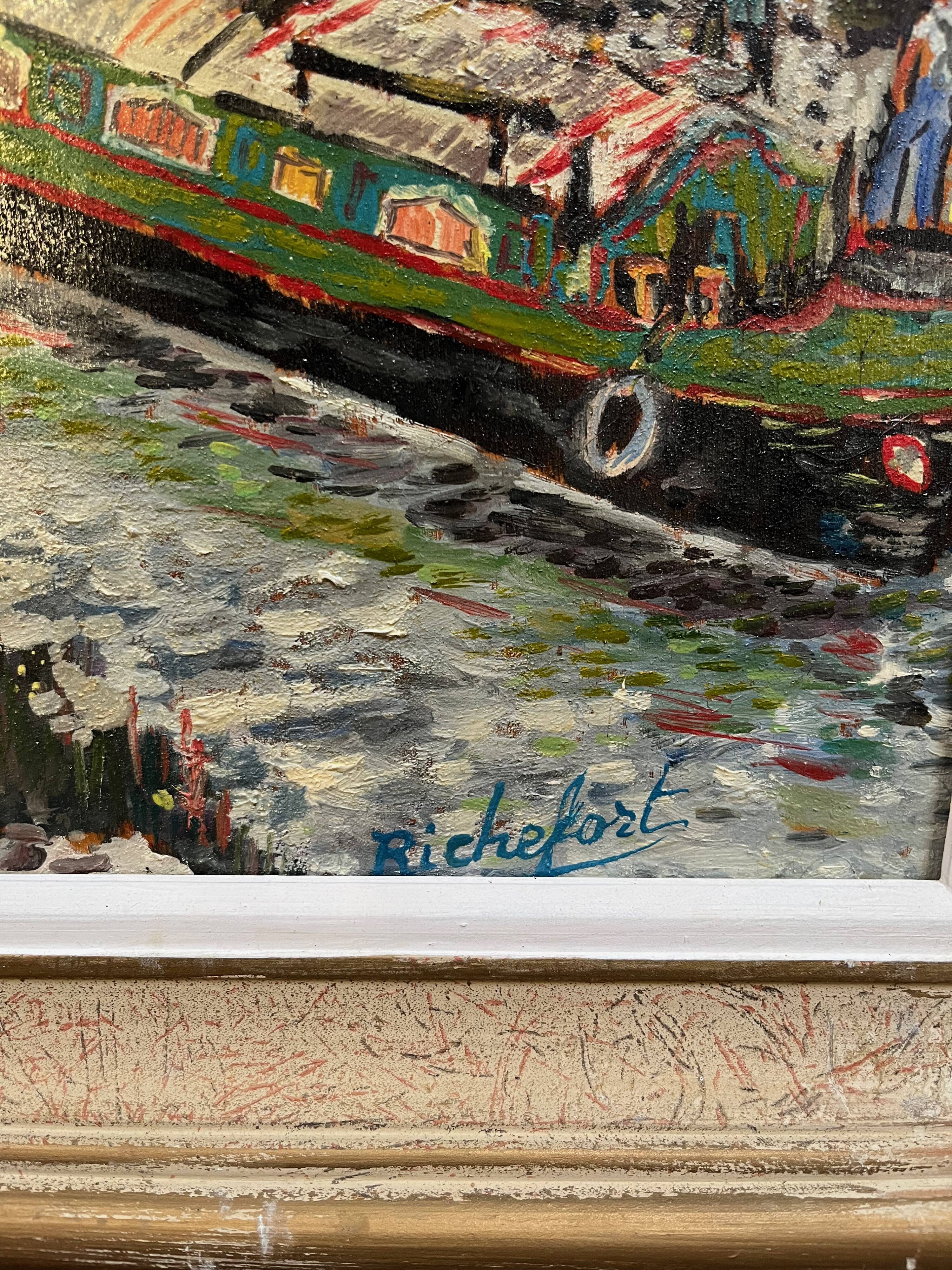 Mireille Richefort. Port du Somail. Oil on board.