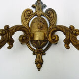 Old bronze wall lamp with 2 candles, years 50/60