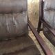 Pair of vintage armchairs in curved wood with suspended seat circa 1970-80.