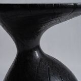 Solid wood (monoxyl) side table, organic shape, black color