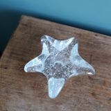 Star candle holder in glass or bubbled crystal, Biot style