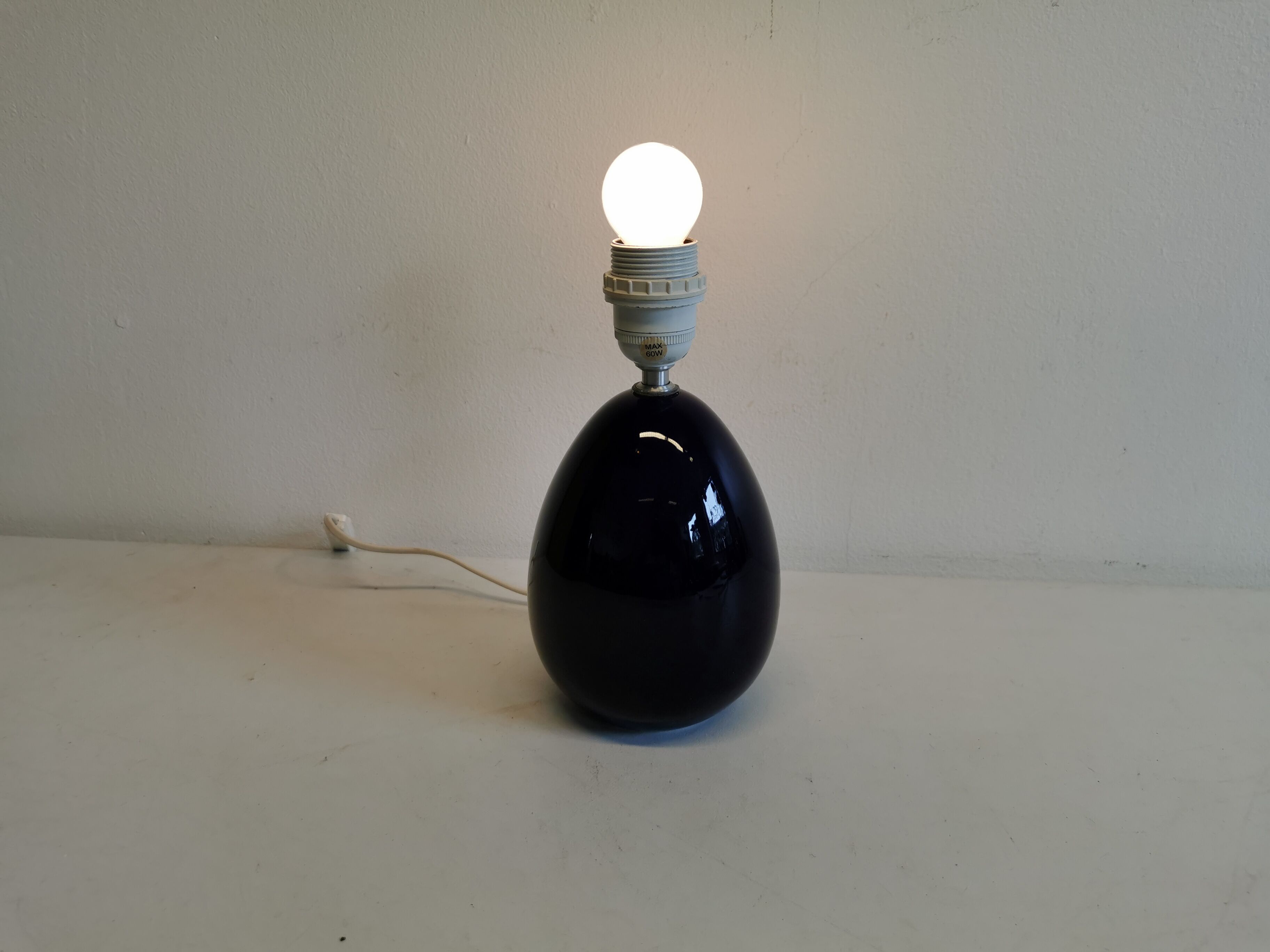 Small Table lamp in dark blue ceramic, made by Søholm ceramics Denmark.