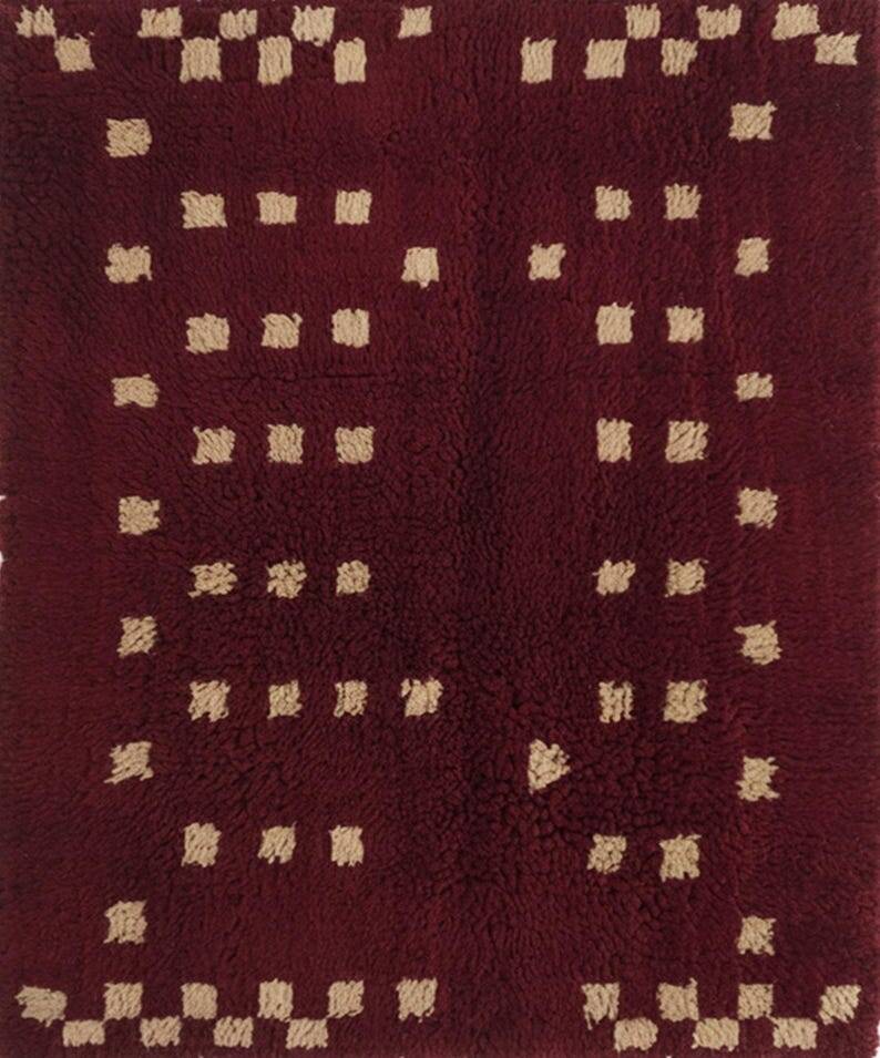 Beni Ourain Moroccan rug in burgundy wool, 150/250cm