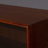 Teak wall cabinet with sliding glass doors