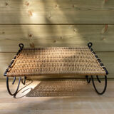 Wicker and metal shelf, 50s