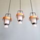 Trio de suspensions scandinaves en opaline et aluminium anodisé, 1960