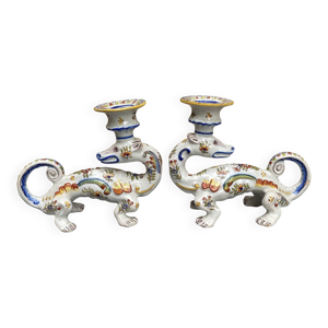 Paire de bougeoirs dragons - rouen