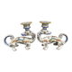 Pair of dragon candlesticks in Desvres earthenware, Rouen