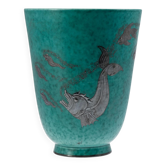 Wilhelm kage vase en céramique 'argenta' pour gustavsberg suède 1940s marqué