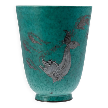 Wilhelm kage 'argenta' ceramic vase for gustavsberg sweden 1940s marked