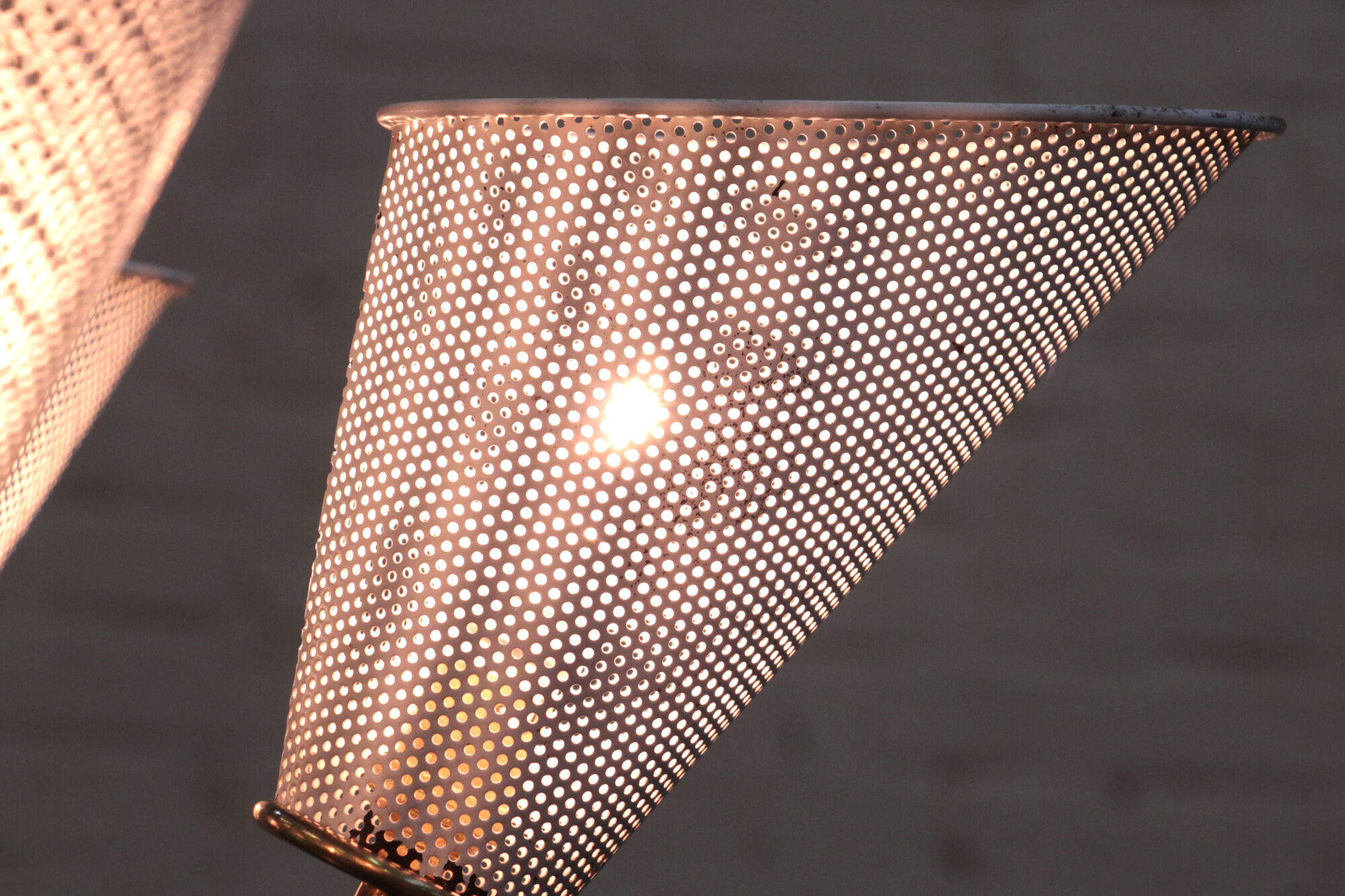 Perforated metal chandelier with 6 lights from the 1950s.