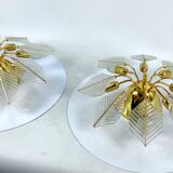 Italian Modern pair of brass ceiling lamps by Zero Quattro. 1970s