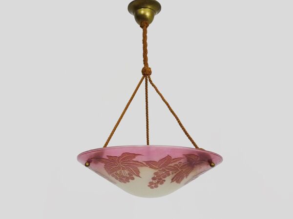 Magnifique vasque Vianne style Art Nouveau 1 Feu, en verre violet à motifs