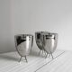 3 silver metal condiment pots