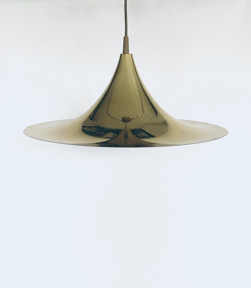 Postmodern Witch Hat Gold Pendant Lamp, 1980s