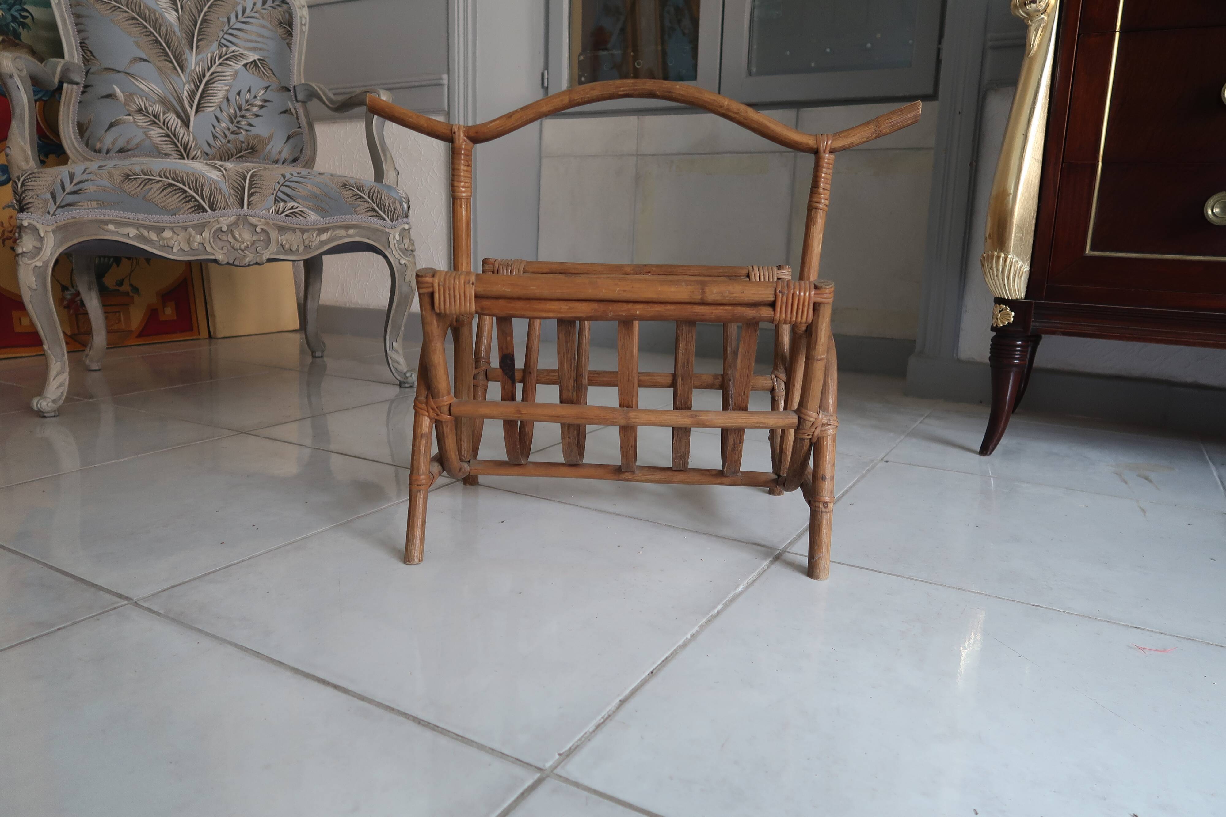 Rattan magazine holder