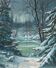 Painting Under snowy wood mountain landscape by Victor DUMAY (1901-1981)