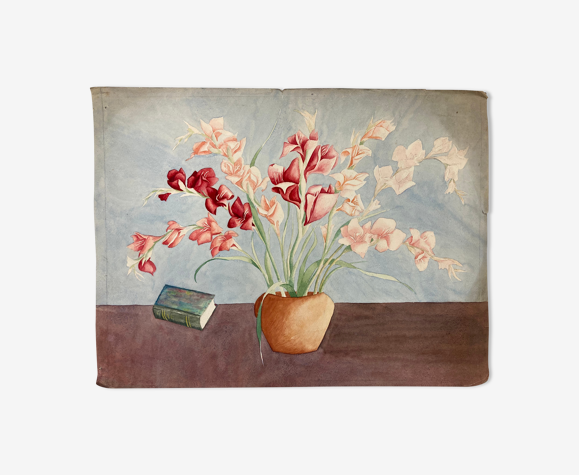 Aquarelle fleurs vintage