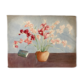 Aquarelle fleurs vintage