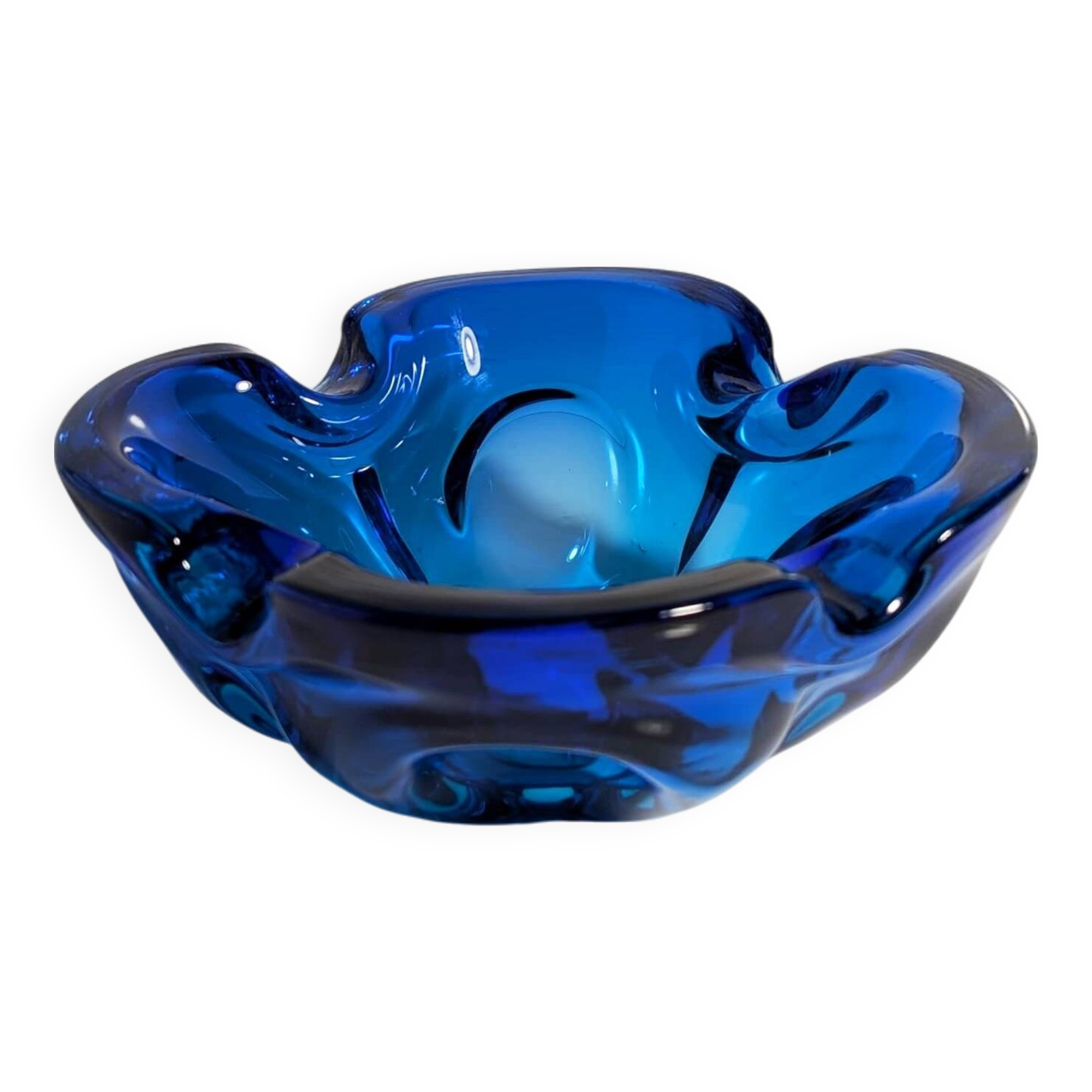 Bohemian bowl / ashtray glass CZ Blue