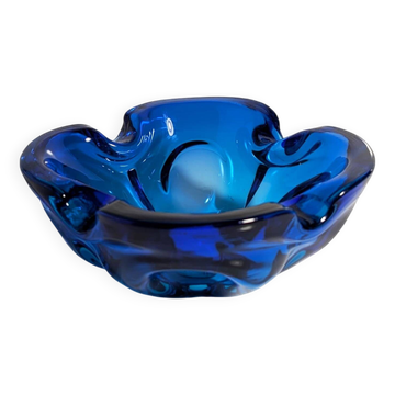 Bol bohémien / cendrier en verre CZ bleu