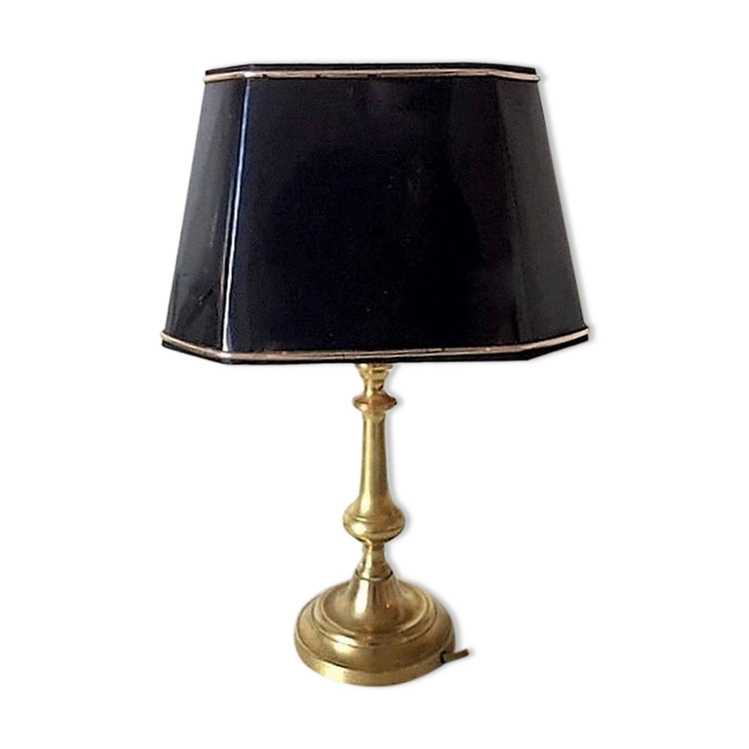 Brass lamp with lampshade