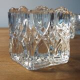 4 bougeoirs en verre ciselé