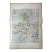 Carte ancienne Îles Britanniques 54x37cm