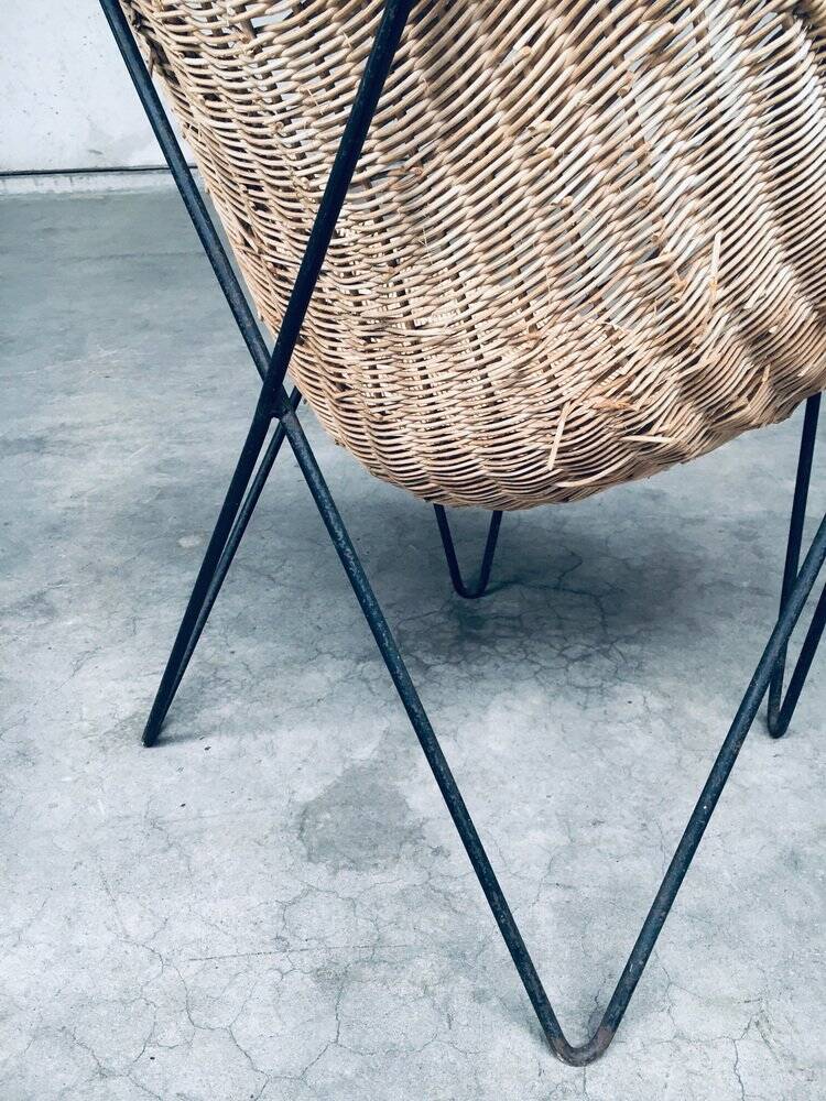 Mid-Century Modern Design Egg Basket Wicker Chairs, Italy, 1950s, Set of 3