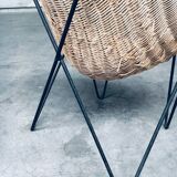 Mid-Century Modern Design Egg Basket Wicker Chairs, Italy, 1950s, Set of 3