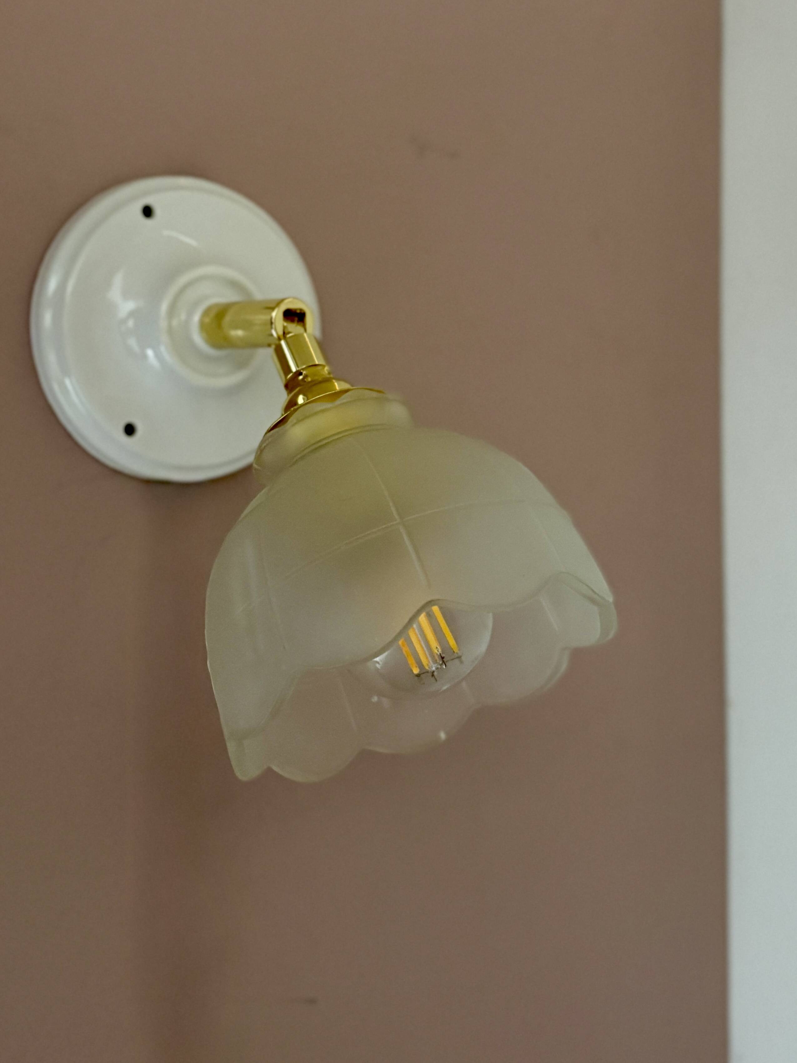 Vintage frosted glass tulip wall light