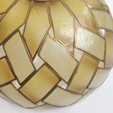Vintage Capiz Shell Pendant Lamp – Woven Mother of Pearl Shade,