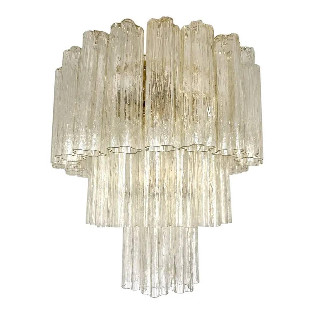 Italian Murano Glass Flush Mount with “Tronchi” Design