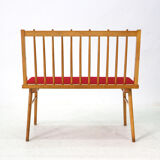 Reupholstered beechwood bench, 1950s