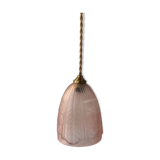 Art Deco suspension in pink moulded glass