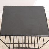 Vintage pedestal table in leather and metal 1960