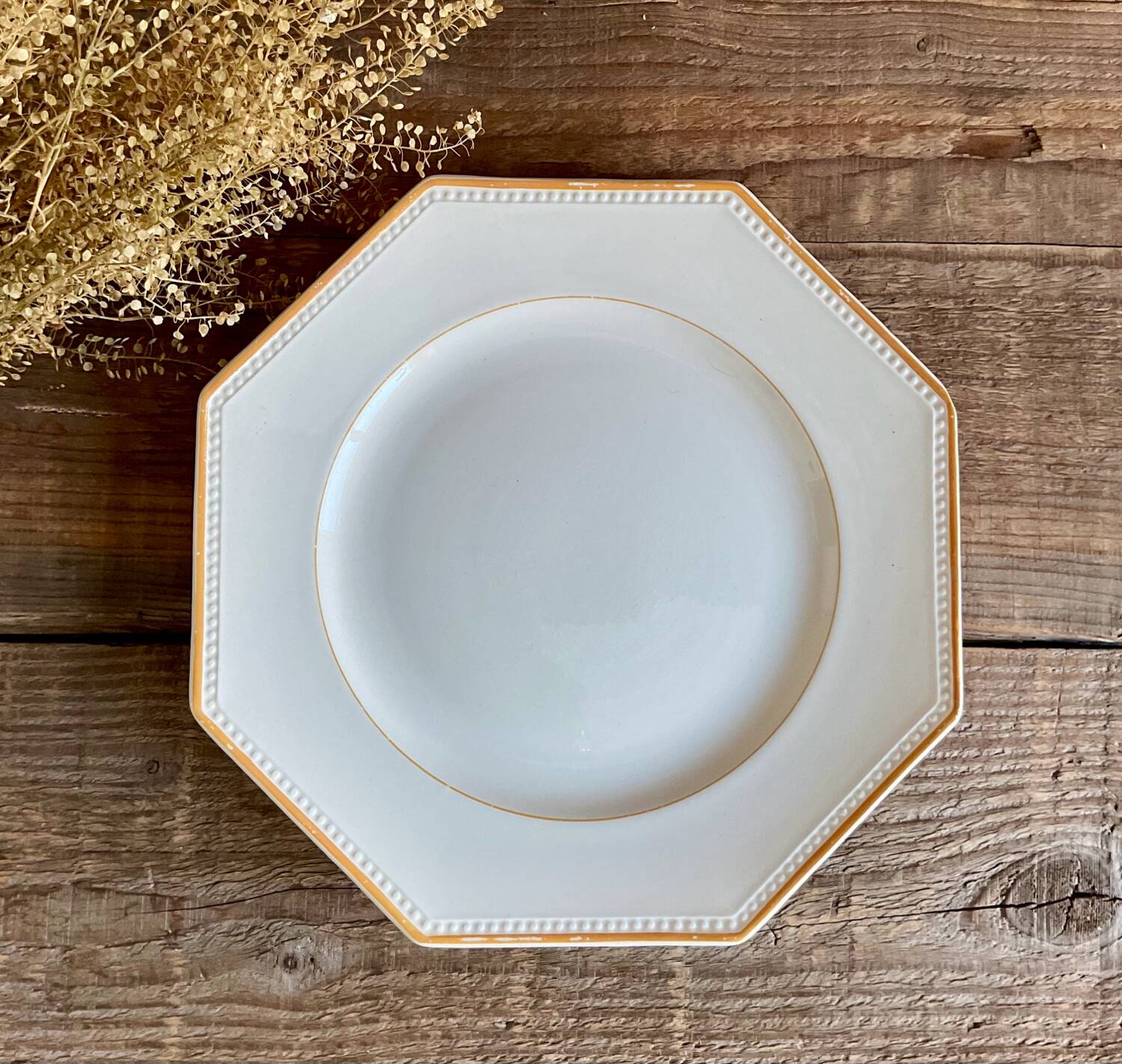 3 Sarreguemines octagonal beaded plates