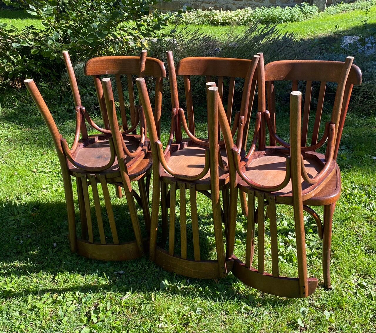 6 Fischel bistro chairs with labels, circa 1930