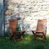 Pair of folding teak chairs