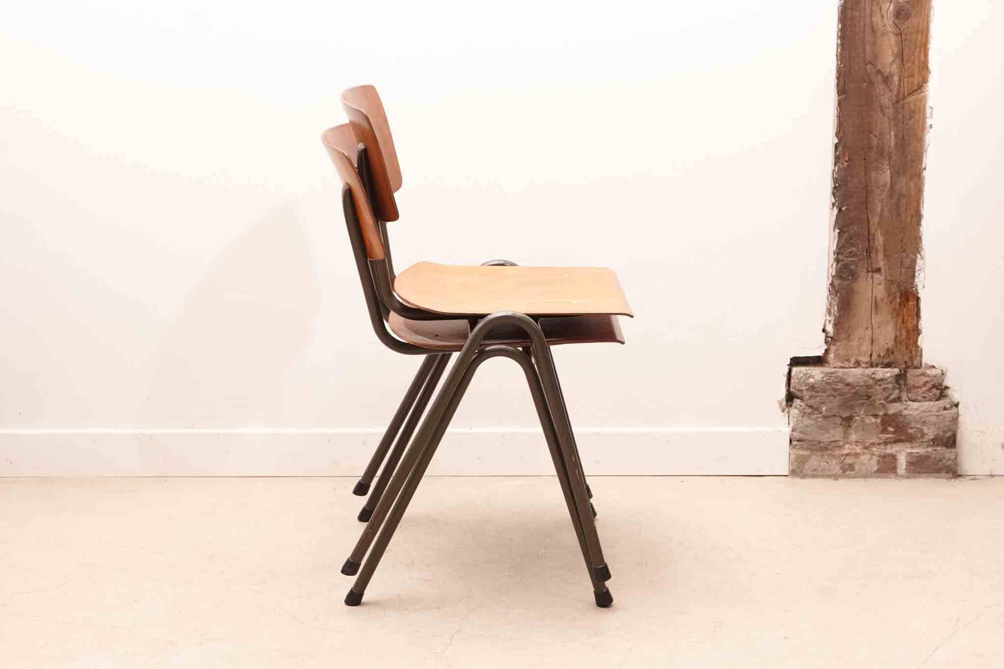 Vintage Eromes oak and grey chair, square seat