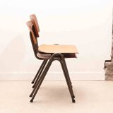Vintage Eromes oak and gray chair, square seat