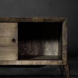 Buffet scandinave en frêne avec poignées en métal mat, style Mid-Century Modern, années 1960